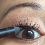 Tight lining your upper lash line for fuller looking lashes.