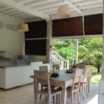 The kitchen and dining area at the Gili Eco Villas