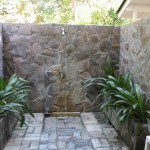 The outdoor shower at the Gili Eco Villas.