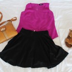 Bright sleeveless top & skater skirt combo