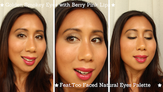 Golden-smokey-eye-and-berry-lip-makeup-tutorial