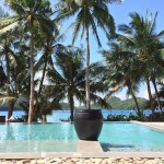Poolside at the Pangulasian Island Resort in El Nido, Palawan.