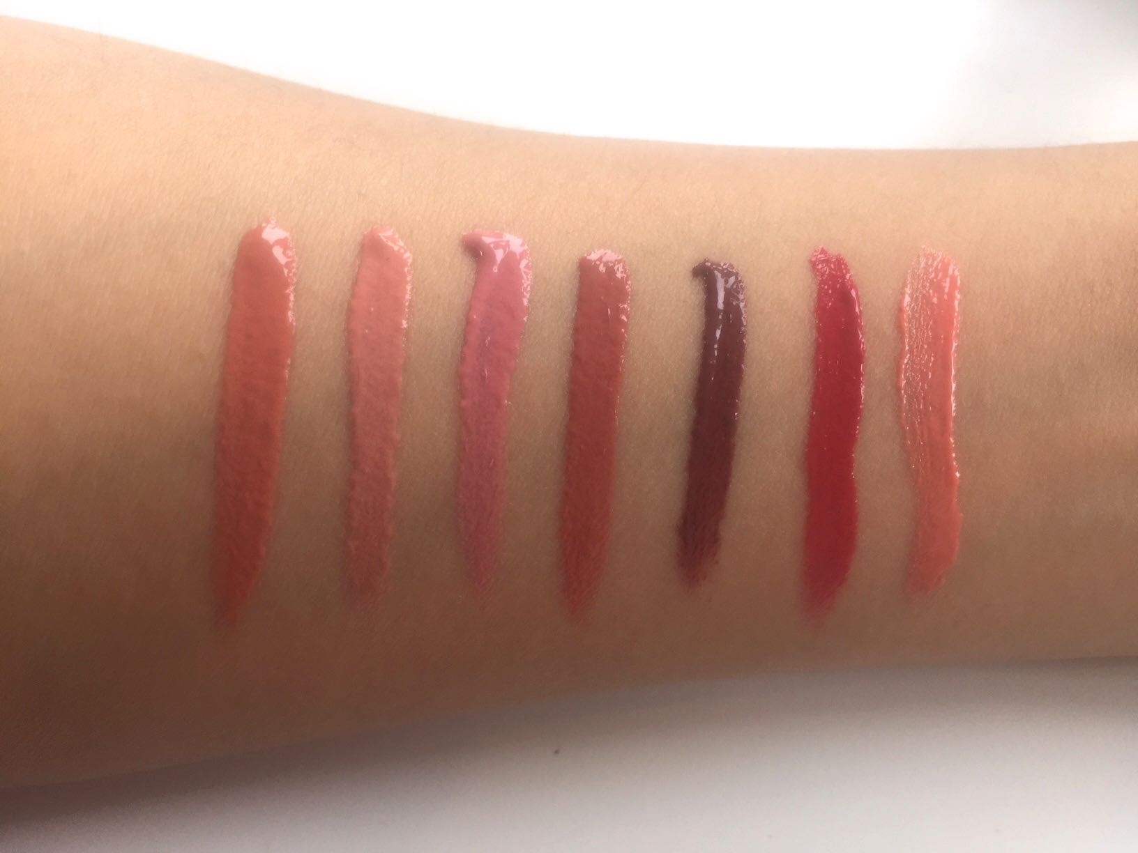 Gerard Cosmetics Lipglosses Review and Swatches - arm swatches 2- by Face Made Up