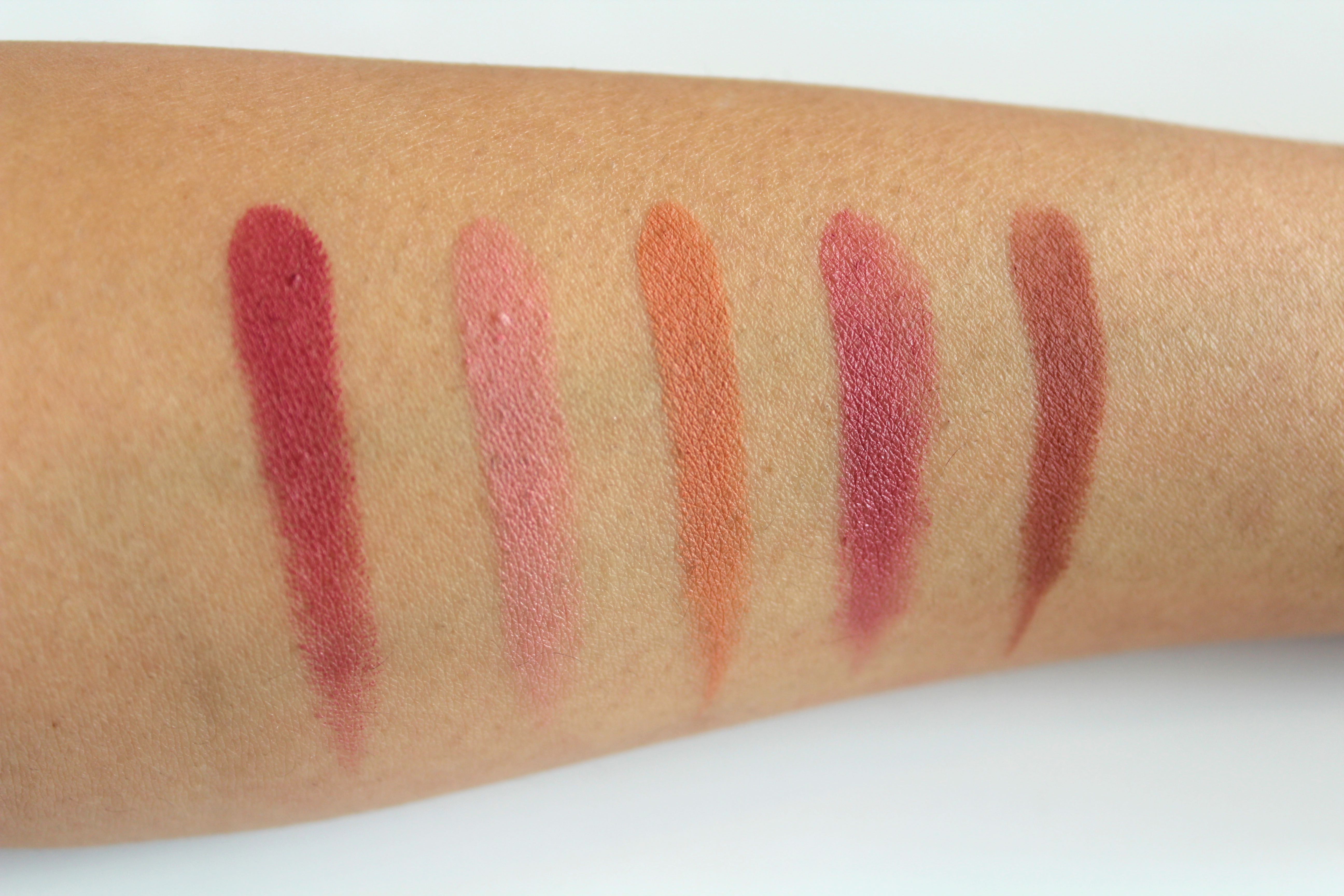 Swatches L-R: Berry Smoothie, Buttercup, Nude, Rodeo Drive & 1995